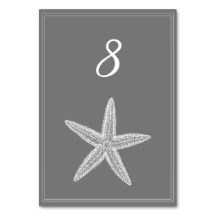 Gray Starfish Tischnummer Card