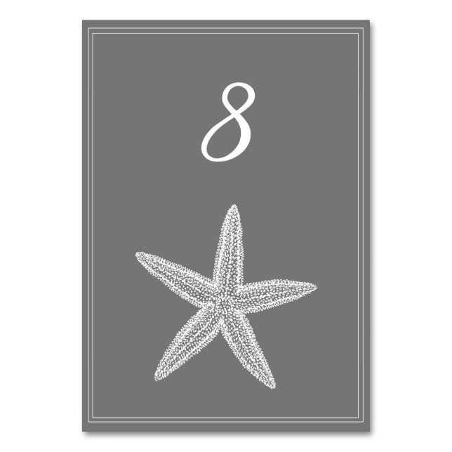 Gray Starfish Tischnummer Card (Vorderseite)
