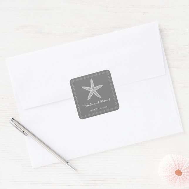 Gray Starfish Wedding Stickers (Umschlag)