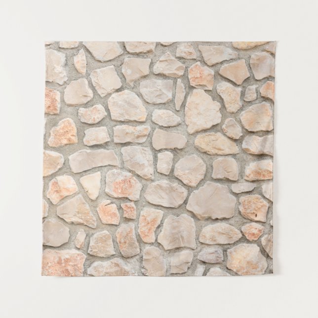 Gray stone wall background. stone, texture, wall,  wandteppich (Vorderseite)