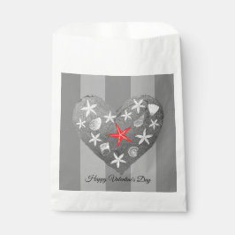 Gray Stripe Coastal Thema Seashell Starfish Herz Geschenktütchen
