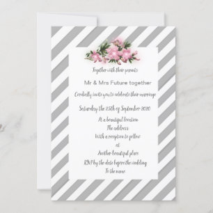 Gray Stripe pink Blume Einladung Neue Hochzeit