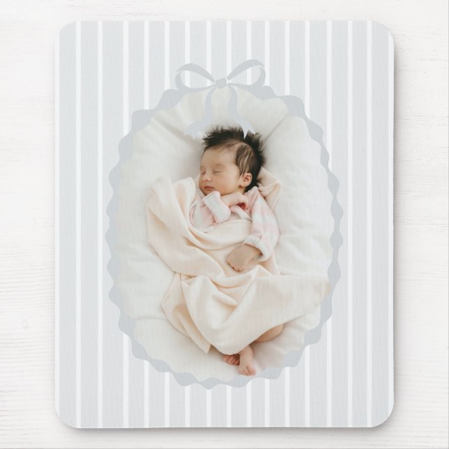 Gray Stripes Bow Frame Custom Photo Mousepad (Vorne)