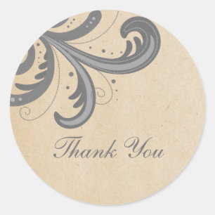 Gray Stylish Wirbel Danke Stickers