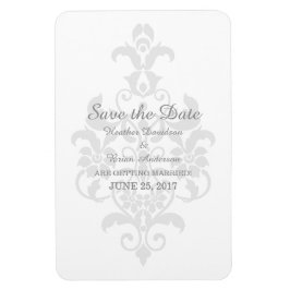 Gray Subtle Damask Save the Date Flexi Magnet