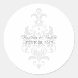 Gray Subtle Damask Wedger Stickers
