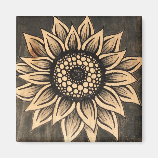 Gray Sunflower Magnet (Vorne)