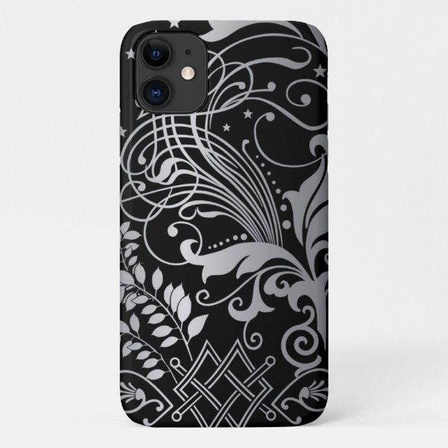 Gray Swirling Damask Pattern auf Black Case Mate i (Rückseite)