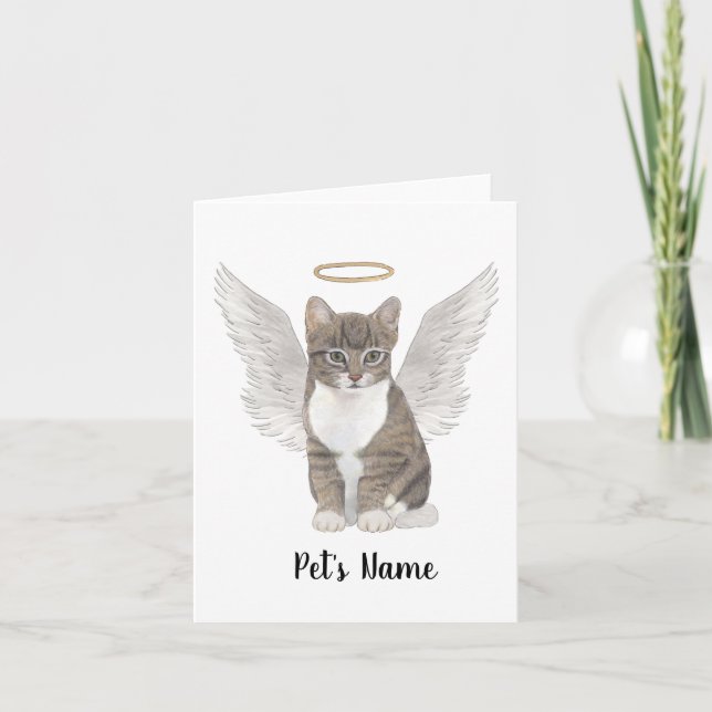 Gray Tabby Cat Beileid Memorial Karte (Vorderseite)