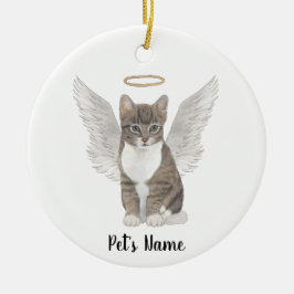 Gray Tabby Cat Beileid Memorial Keramik Ornament