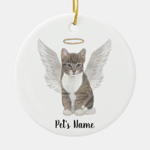Gray Tabby Cat Beileid Memorial Keramik Ornament