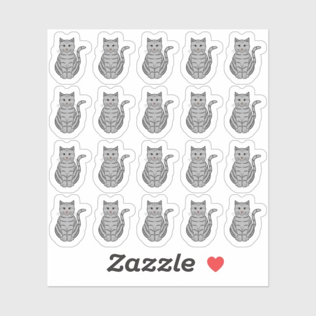 Gray Tabby Cat Decorative Pet Plane Aufkleber (Blatt)