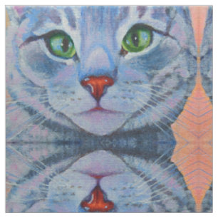 Gray Tabby Cat Fabric für Gesichtsmasken Stoff