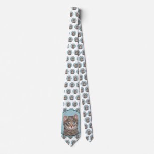 Gray Tabby Cat Malerei - Niedliche Original Katze  Krawatte