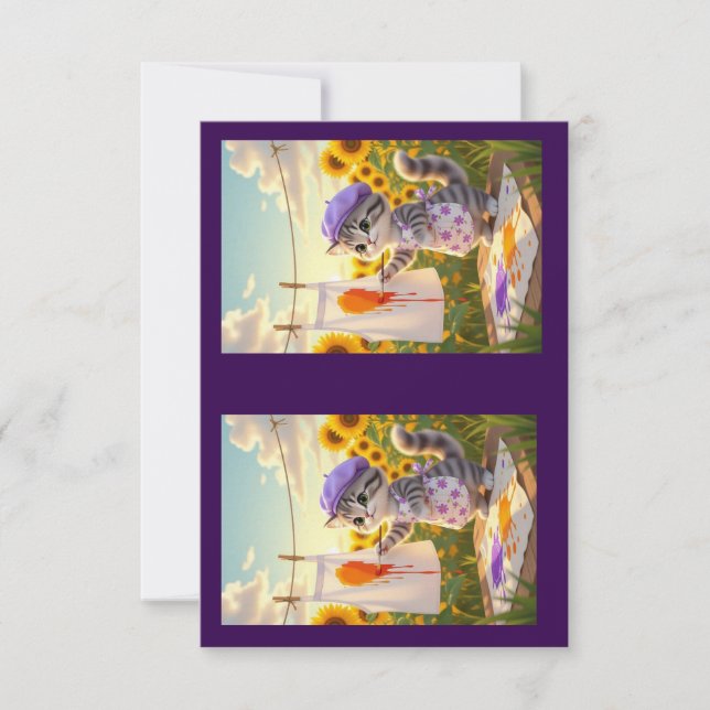 Gray Tabby Cat Painting Dankeskarte (Vorderseite)