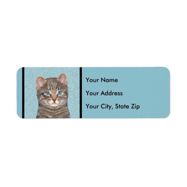Gray Tabby Cat Painting - Niedliche Original Cat A (Vorne)