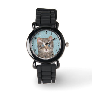 Gray Tabby Cat Painting - Niedliche Original Cat A Armbanduhr