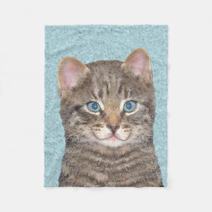 Gray Tabby Cat Painting - Niedliche Original Cat A Fleecedecke