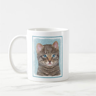 Gray Tabby Cat Painting - Niedliche Original Cat A Kaffeetasse