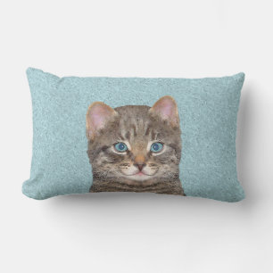 Gray Tabby Cat Painting - Niedliche Original Cat A Lendenkissen