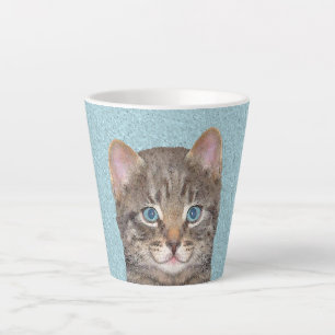 Gray Tabby Cat Painting - Niedliche Original Cat A Milchtasse
