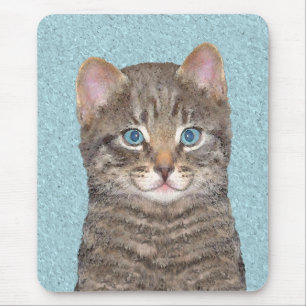 Gray Tabby Cat Painting - Niedliche Original Cat A Mousepad