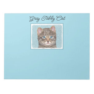 Gray Tabby Cat Painting - Niedliche Original Cat A Notizblock