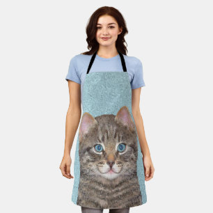 Gray Tabby Cat Painting - Niedliche Original Cat A Schürze