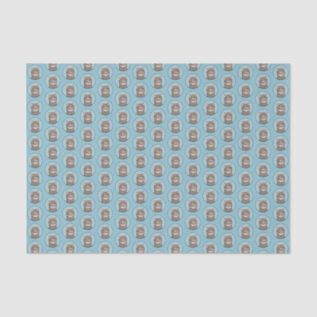 Gray Tabby Cat Painting - Niedliche Original Cat A Seidenpapier (Vorderseite)