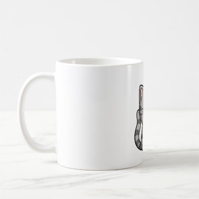 Gray Tabby Kawaii Smiling Cat Kaffeetasse (Links)