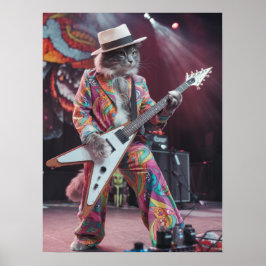 Gray Tabby Rocker Poster