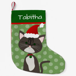 Gray Tabby Santa Kitty Kleiner Weihnachtsstrumpf