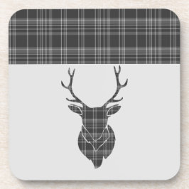 Gray Tartan Pattern Stag Getränkeuntersetzer