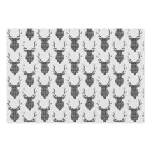 Gray Tartan Stag Head Antler Rustikal Gemustert