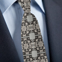 Gray Taupe Tile Pattern Necktie Krawatte