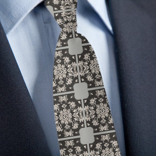 Gray Taupe Tile Pattern Necktie Krawatte (Von Creator hochgeladen)
