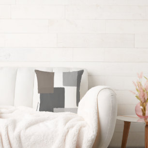 Gray Taupe White Geometric Modern Minimalistisch Kissen