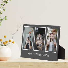 Gray Three (3) Fotos Vatertagsfamilie Fotoplatte