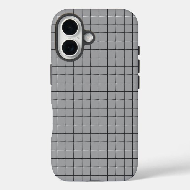 Gray Tile Pattern iPhone 16 Hülle (Rückseite)