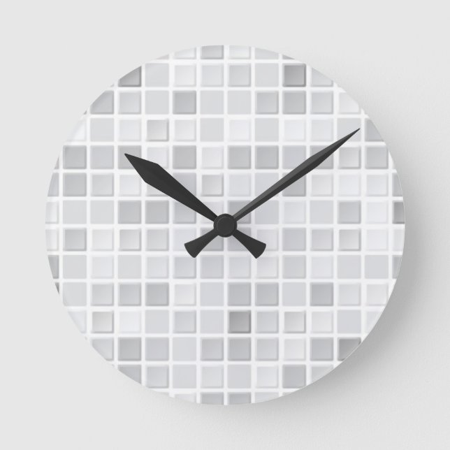 Gray Tiles Pattern Runde Wanduhr (Vorderseite)