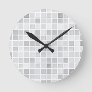 Gray Tiles Pattern Runde Wanduhr