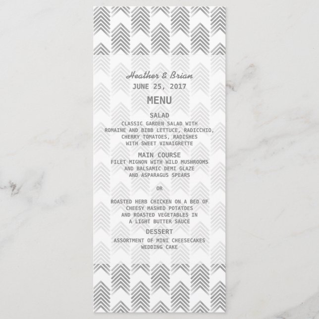 Gray Tribal Arrows Wedding Menu Menükarte (Vorderseite)