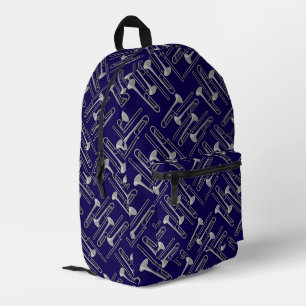 Gray Trombone Crosshatch Pattern Bedruckter Rucksack