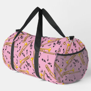 Gray Trombone Crosshatch Pattern Duffle Bag