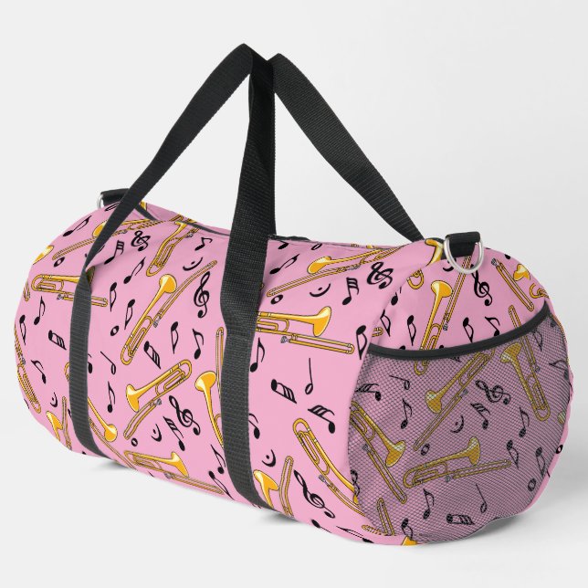 Gray Trombone Crosshatch Pattern Duffle Bag (Rechte Ecke)