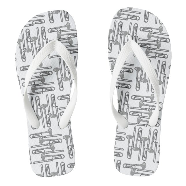 Gray Trombone Crosshatch White Pattern Flip Flops (Fußbett)