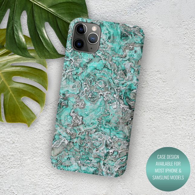 Gray Türkis Mint Green Minerals Agate Muster Case-Mate iPhone Hülle (Von Creator hochgeladen)