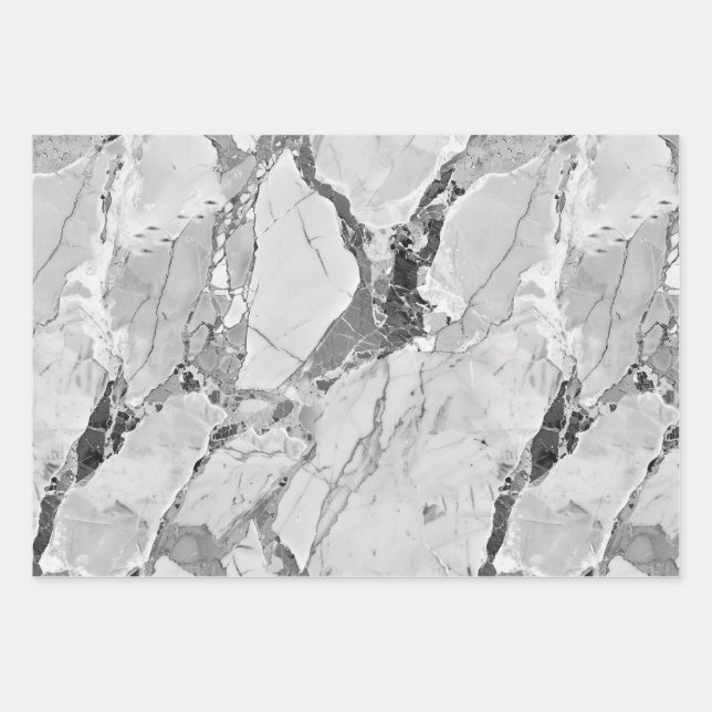 Gray "Twilight Marble Fantasy" Marmortexturwrap Geschenkpapier Set (Vorderseite)