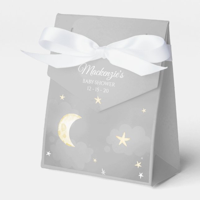Gray Twinkle Little Star Sky Baby Dusche Geschenkschachtel (Vorderseite)