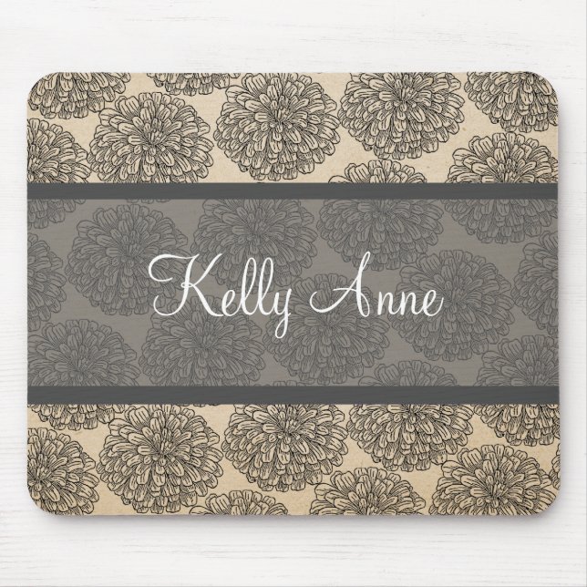 Gray Vintag Zinnia Mousepad (Vorne)